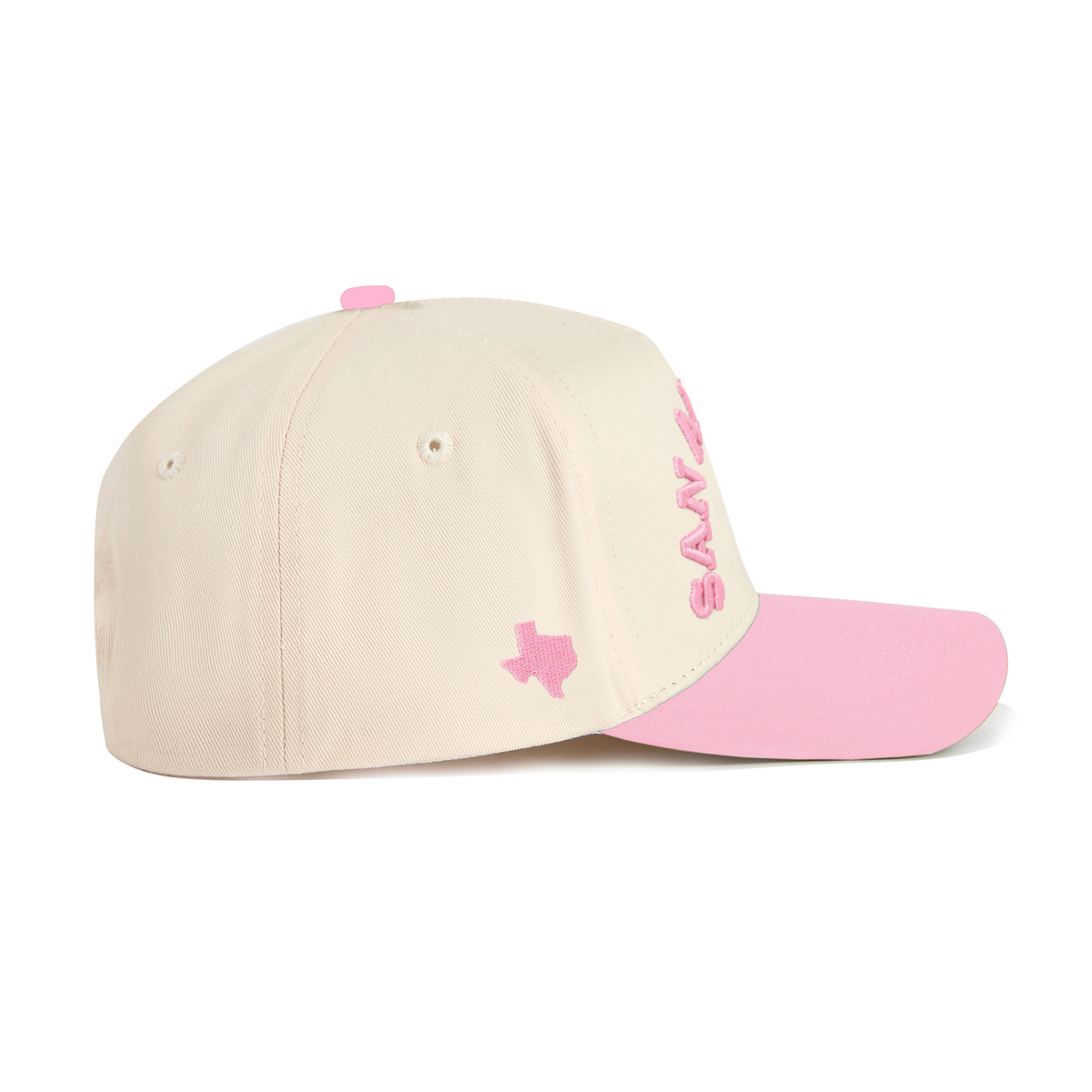 San Antonio Embroidered Hat - Cream/Pink