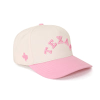 Texas Pride Embroidered Hat - Cream/Pink