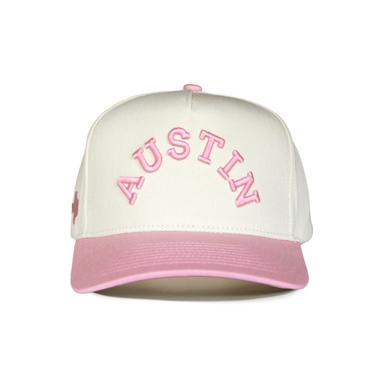 Austin Embroidered Hat - Cream/Pink